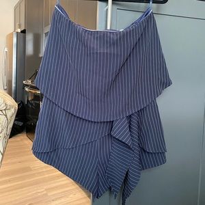 Blue and white striped romper